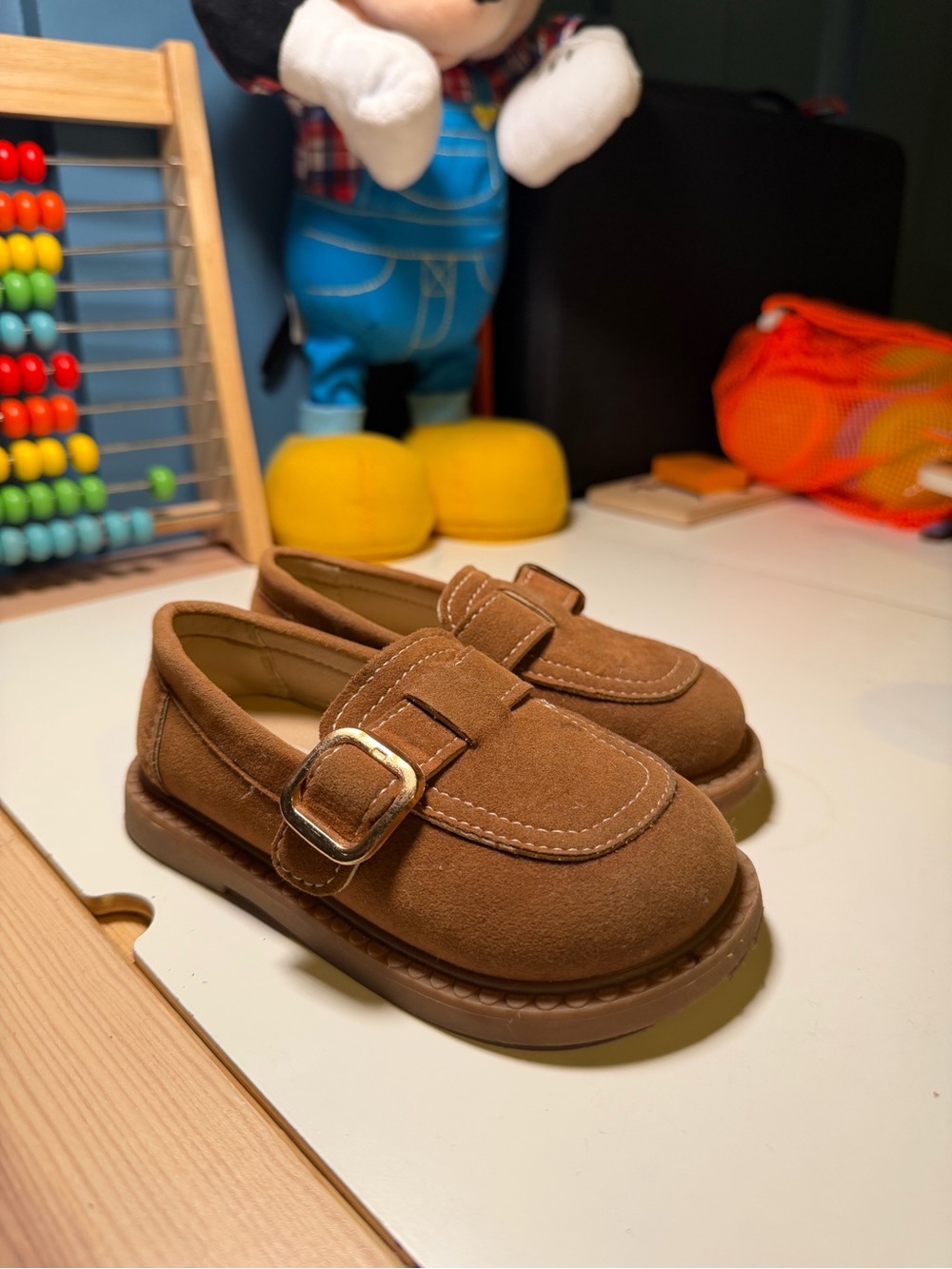 Kids Brown Suede Loafers